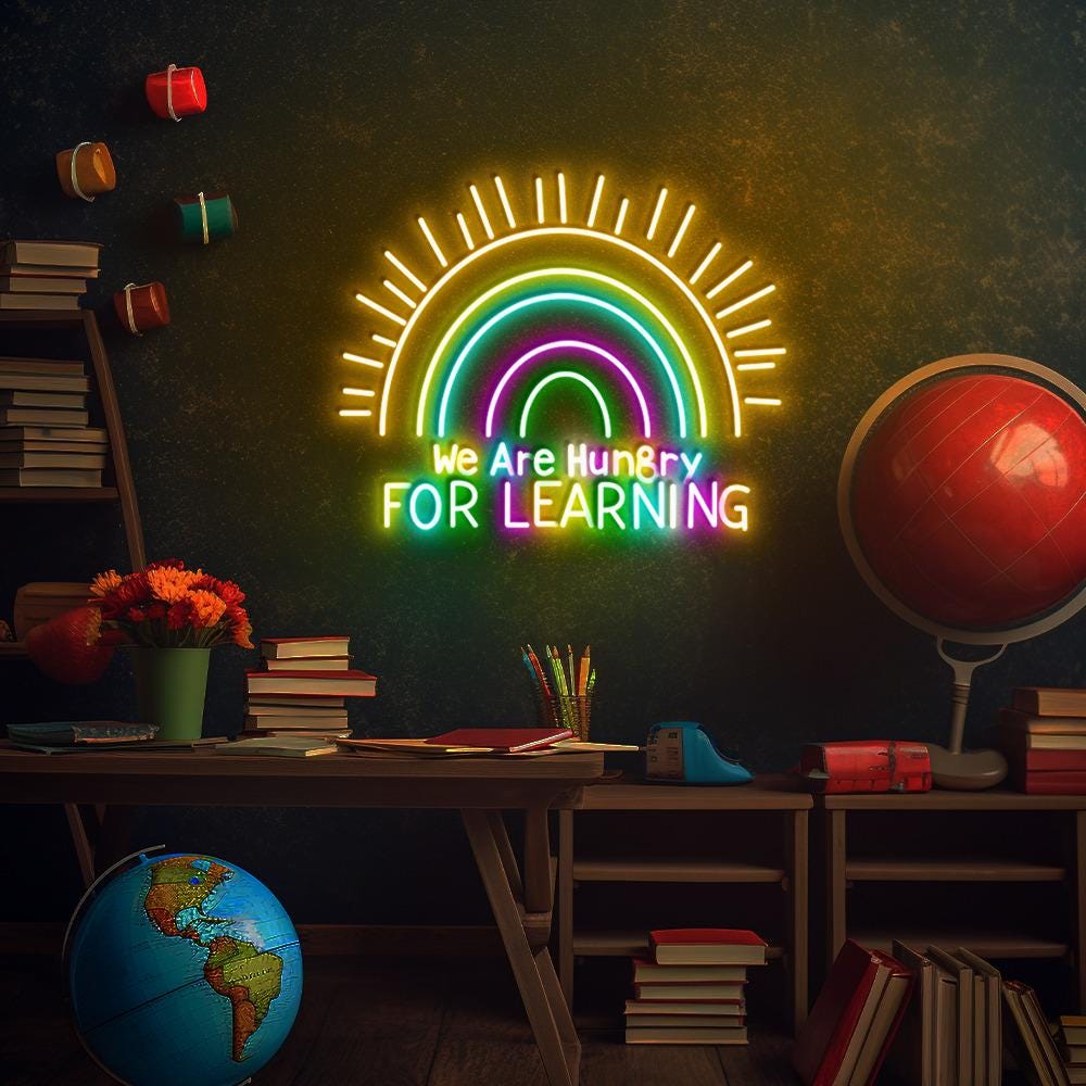 We Are Hungry For Learning Neon Sign, Back To School Neon Gifts, 1st Day Of School, Funny Teacher Neon, Teacher Gifts, Cute Teacher Gifts.