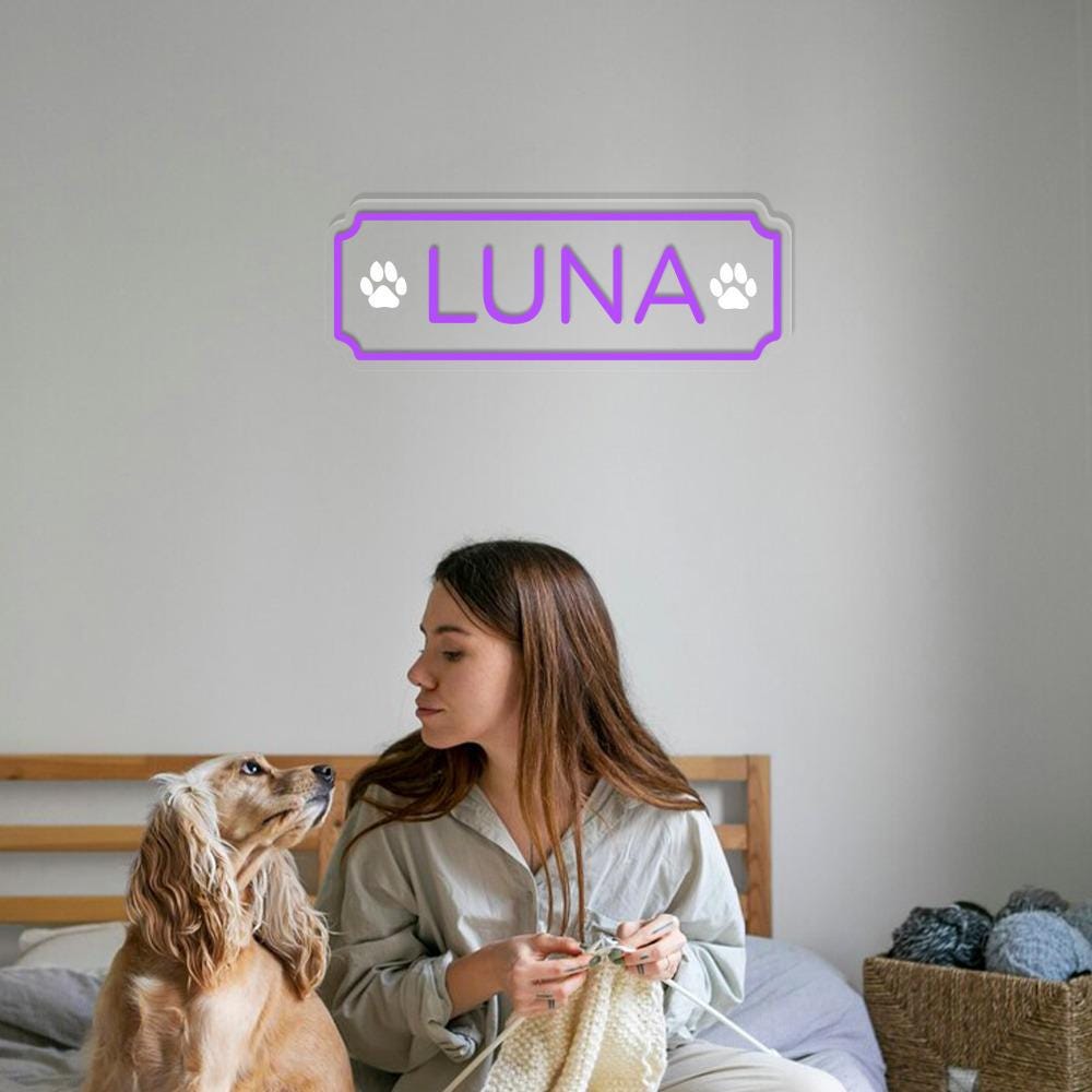 Personalized Neon Dogs, Pets Name Neon, Personalized Dog or Cat Name Plaque for Pet House, Crate, Kennel, or Feeding Area, Dog Lover Gifts