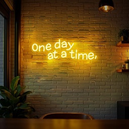 One Day at a Time Neon Sign Custom Motivational Text LED Light Wall Decor for Bedroom Office Sign Selfcare Gift, Modern Apartment Decor