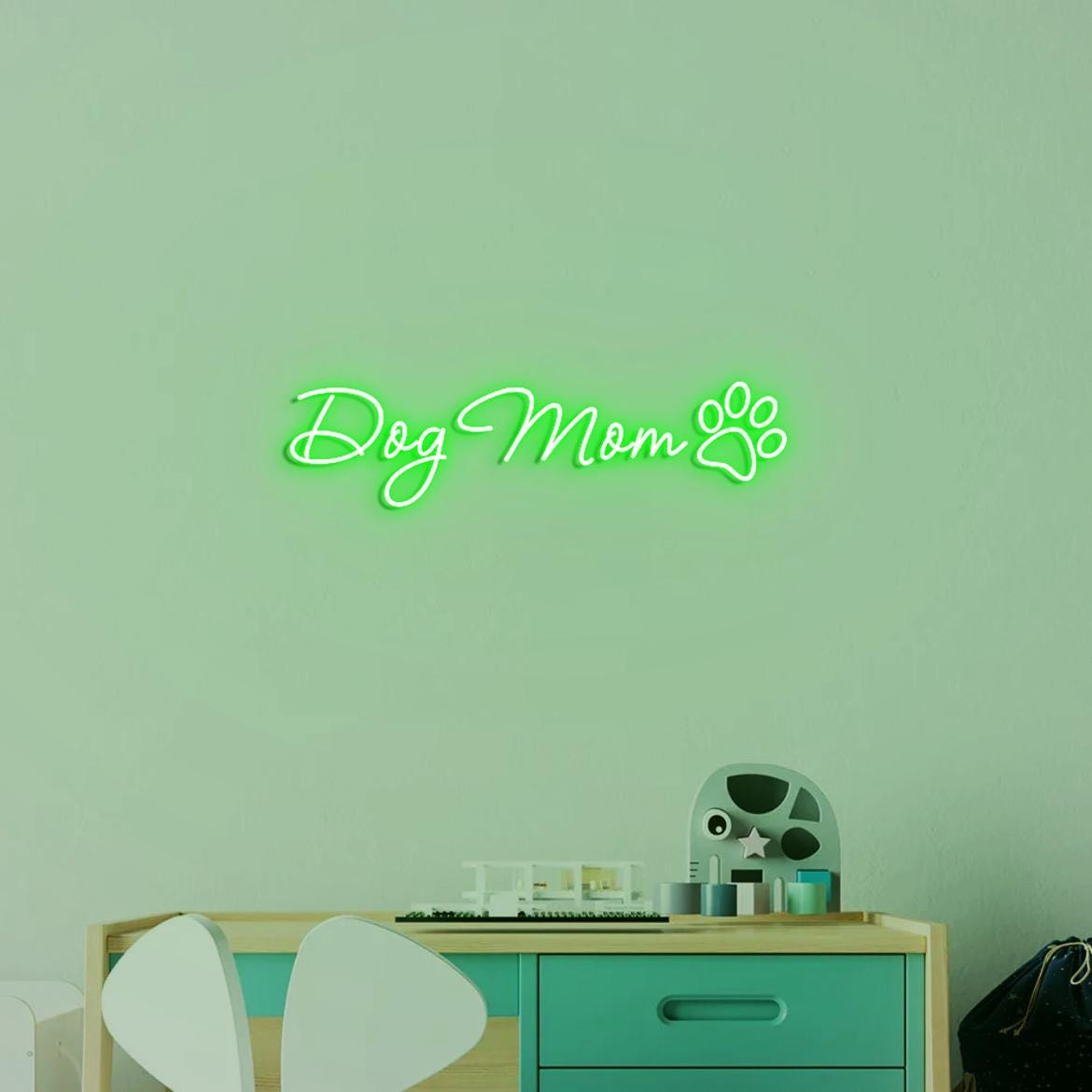 Dog Mom Sign, Custom Neon Sign Pet Name with Paw, Paw Decor for Wall Home, Personalized Neon Sign for Pet Lover, Dog Mom Gifts