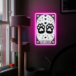 The Cat Lover Tarot Card Neon Sign Gifts, Cat Lover Neon Sign, Cat Tarot Gift For Women, Cute Cat Paw Neon Sign, Tarot Card Neon Sign Gifts