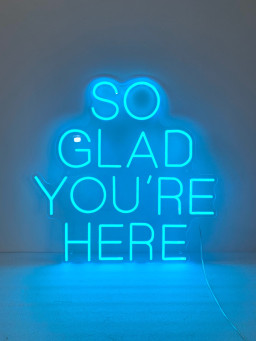 Custom Neon Sign So Glad You're Here, Wedding Welcome Sign, Business Welcome Sign, Neon Sign Wall Decor