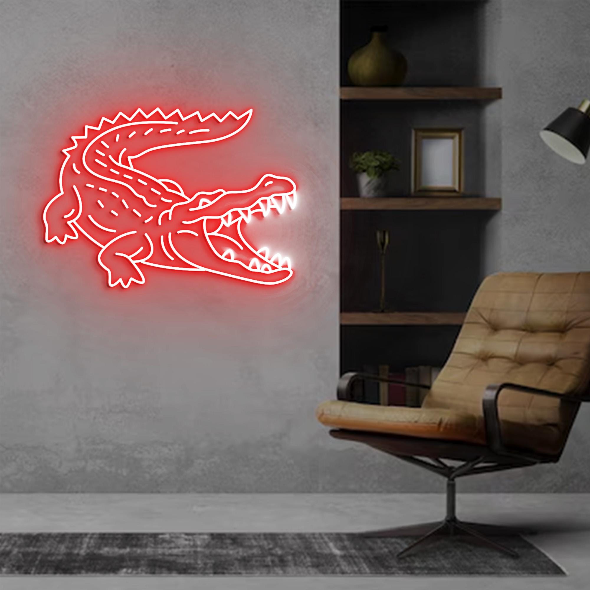 Crocodile Neon Sign, Crocodile Neon Sign Light Decor, Crocodile Bedroom Neon Sign, Alligator Led Neon Light, Crocodile Wall Art Decoration