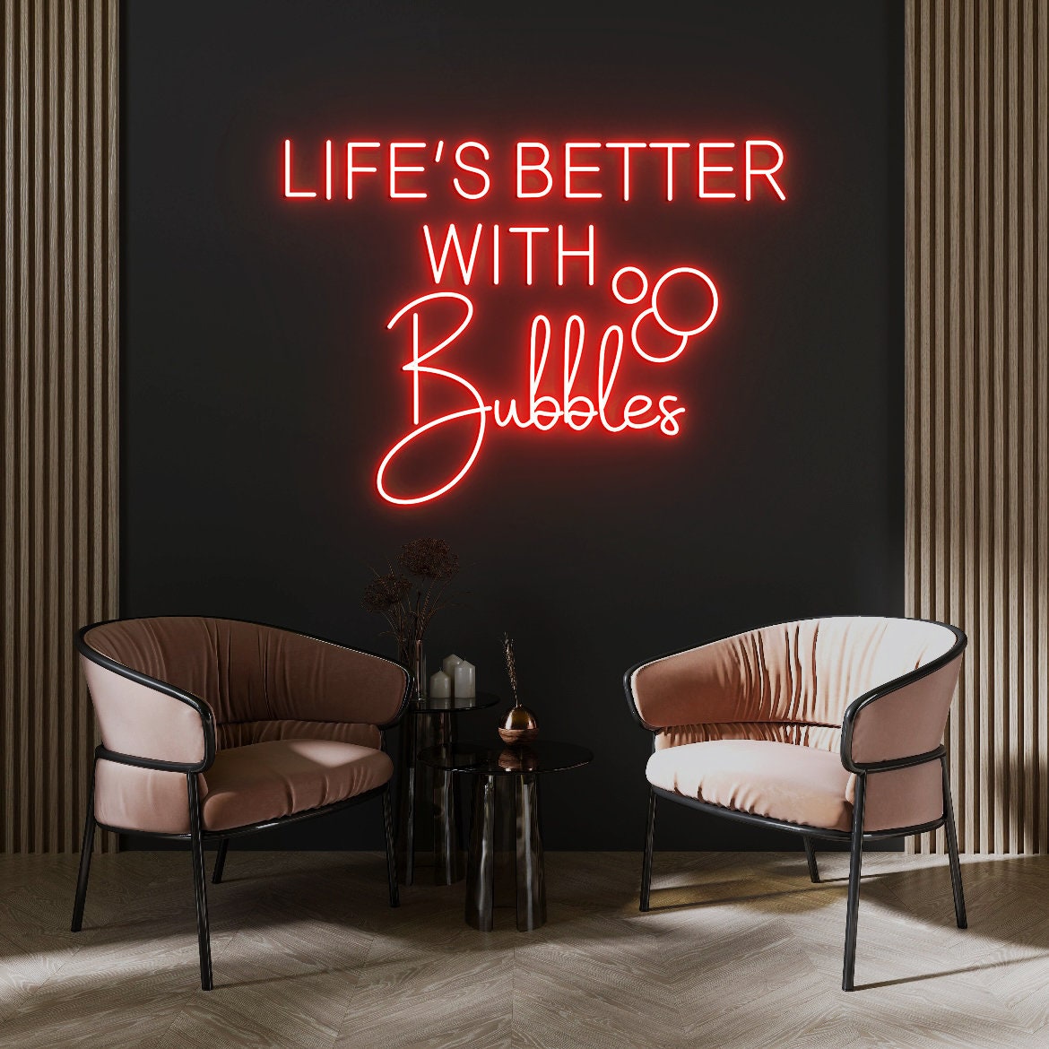 Life is better with Bubbles, Led Neon Sign, Bubbles Neon Sign, Champagne Wall Decor