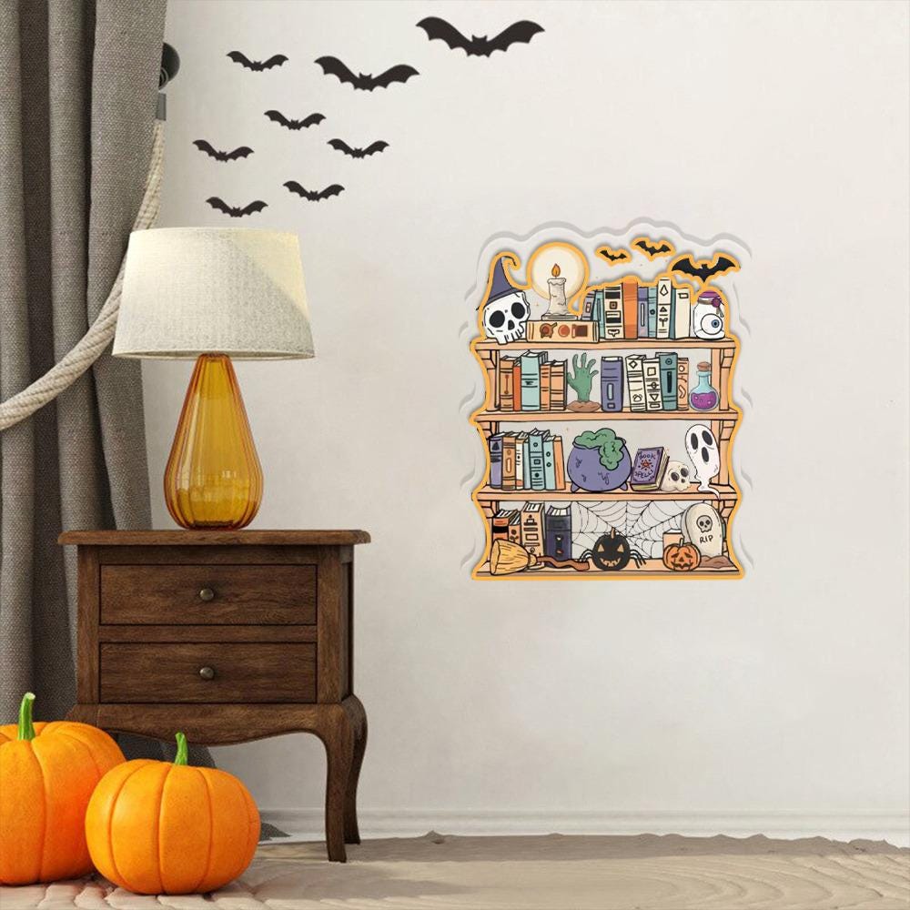 Ghosts Reading Books Neon Sign, Books Lover Ghost Gift, Cute Little Ghost Neon, Librarian Ghost Halloween, Spooky Season Neon, Teacher Gifts