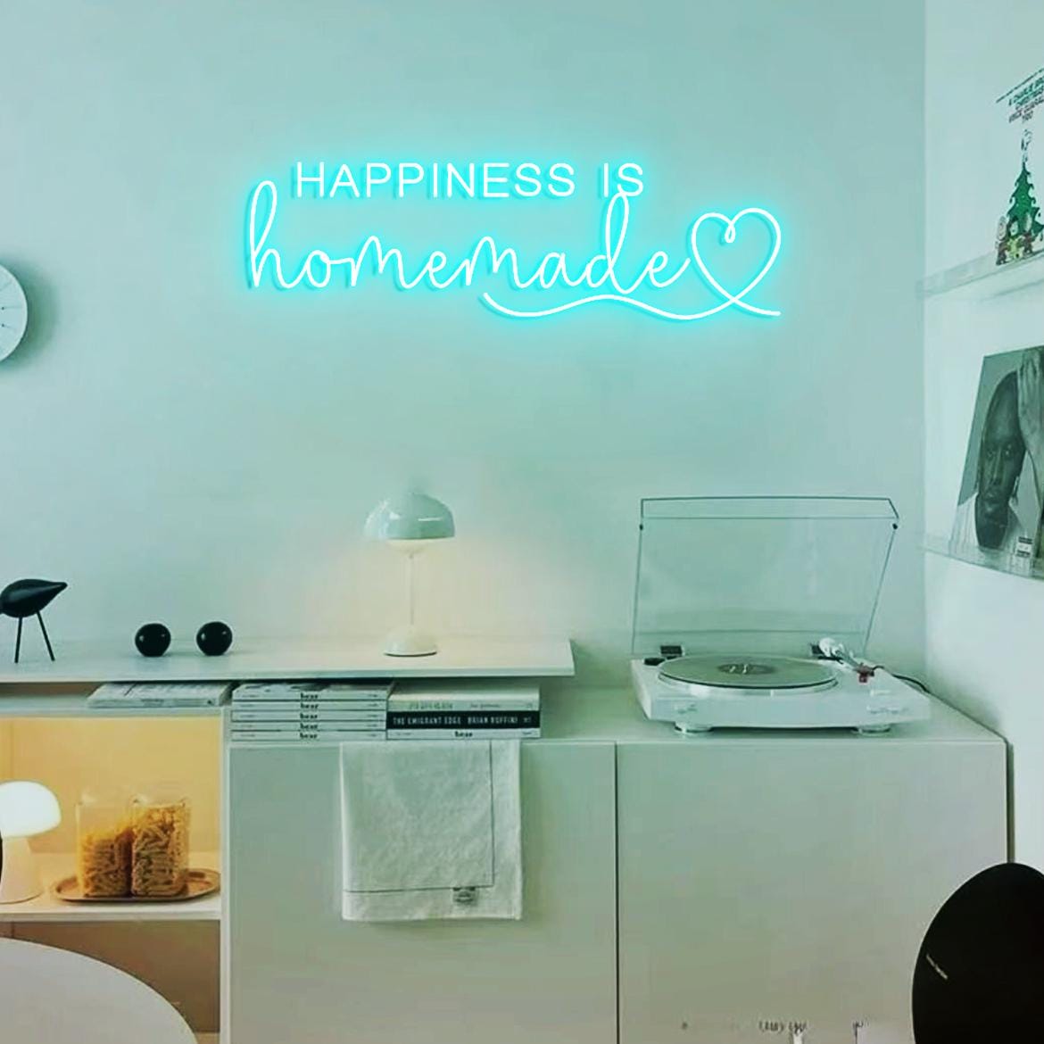 Happiness is Homemade with Heart Neon Sign, Happiness Sign Home Wall, Home Gallery Wall Sign Neon Light, Happiness Sign Kitchen Decor