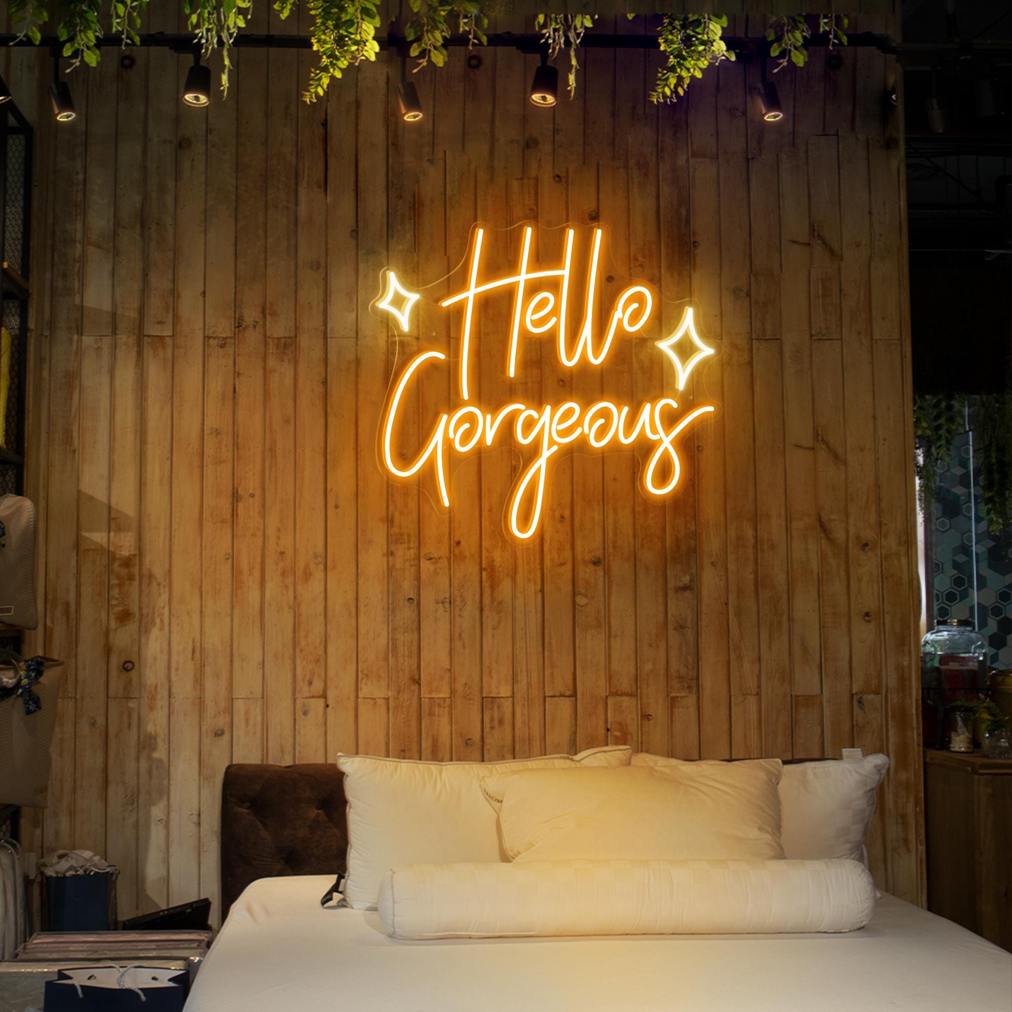 Hello Gorgeous with symbol LED Neon Sign, Custom Lights, Personalized Neon sign, Wall Decor Holiday, Decor Room, Decor Bedroom, Wall Art