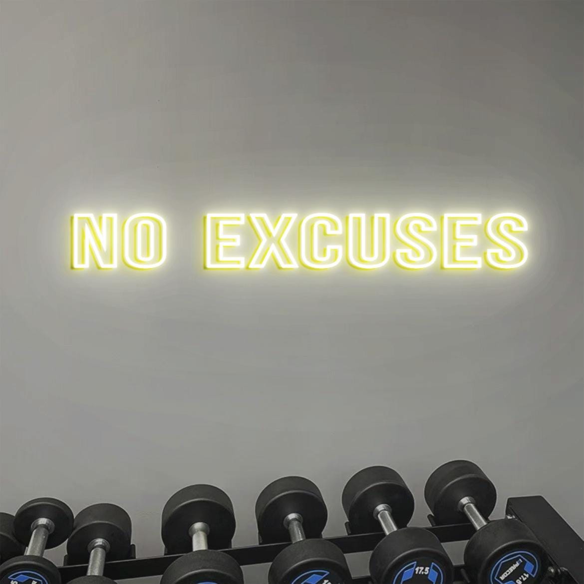 No Excuses Neon Sign Light, NO EXCUSES Sign Gym Wall, Motivational Quotes Signs for Fitness Wall, Training Room Wall Signs, Gym Presents