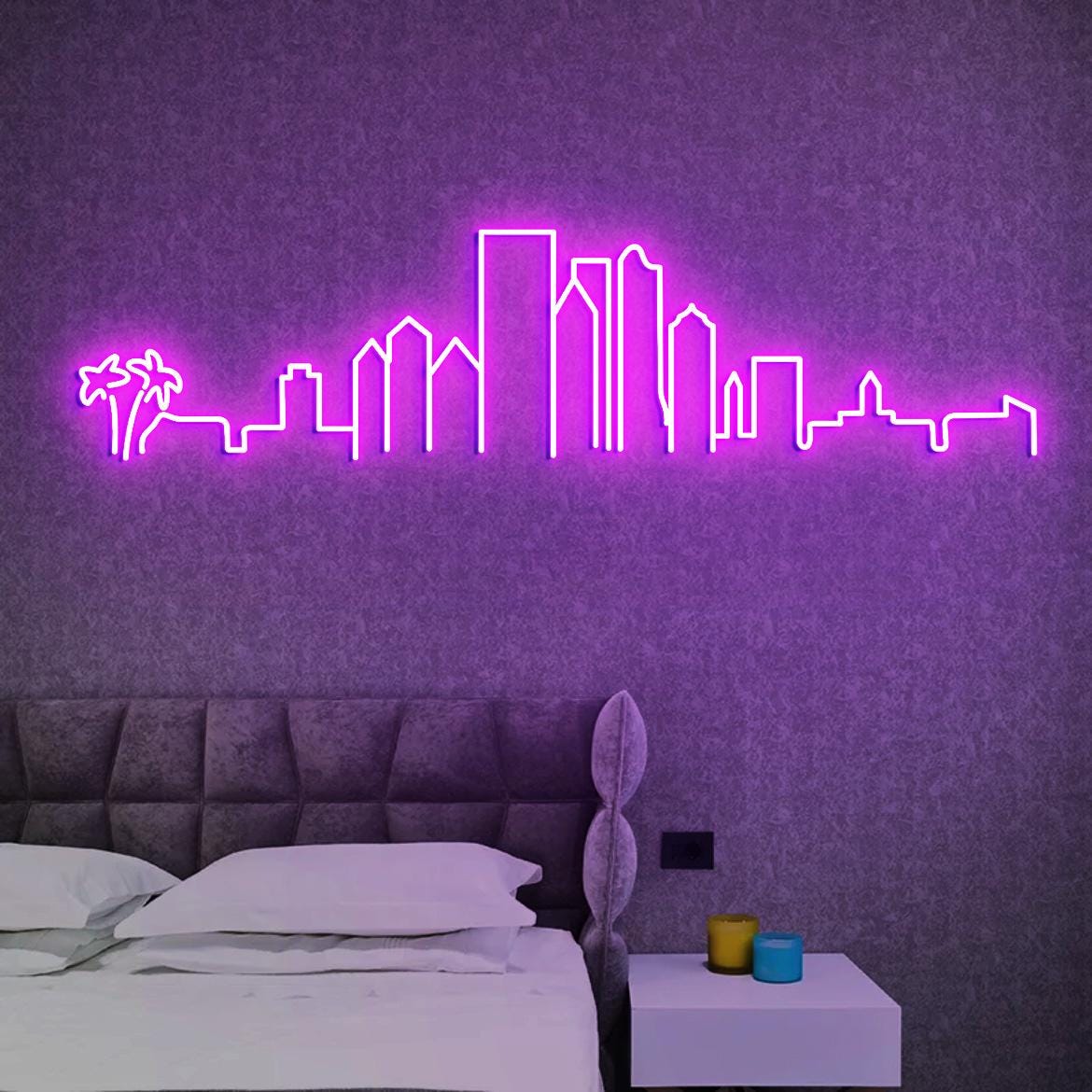 Miami Skyline Neon Sign, Miami, Florida Skyline Wall Art, New Home for Miami Gift, Neon Sign Miami Skyline, Moving Gift
