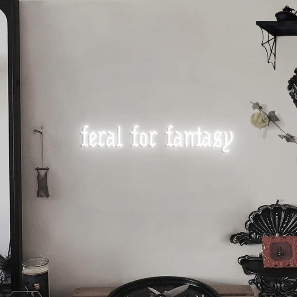 Feral For Fantasy Neon Sign, Feral Sign, Custom Neon Sign Fantasy Books Room Wall Decor, Fantasy Reader Gift, Fantasy Sign, Goth Ideas