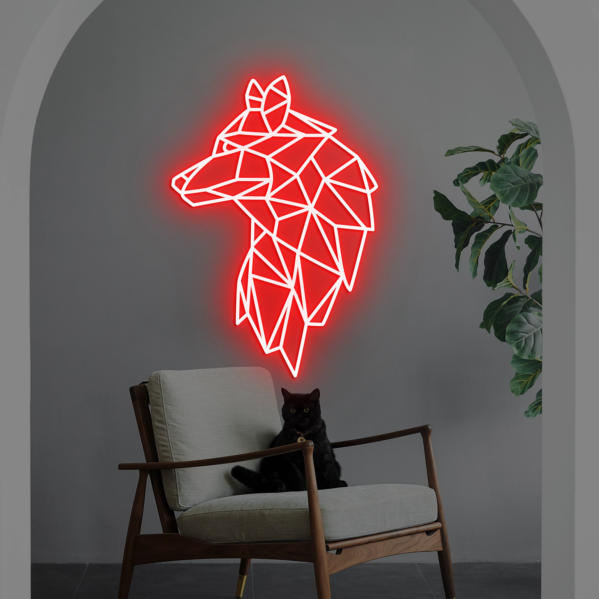 Geometric Wolf Neon Sign, Wolf Head Neon Light, Wolf Wall Decor, Wall Art, Wolf Led Sign, Wolf Figurine