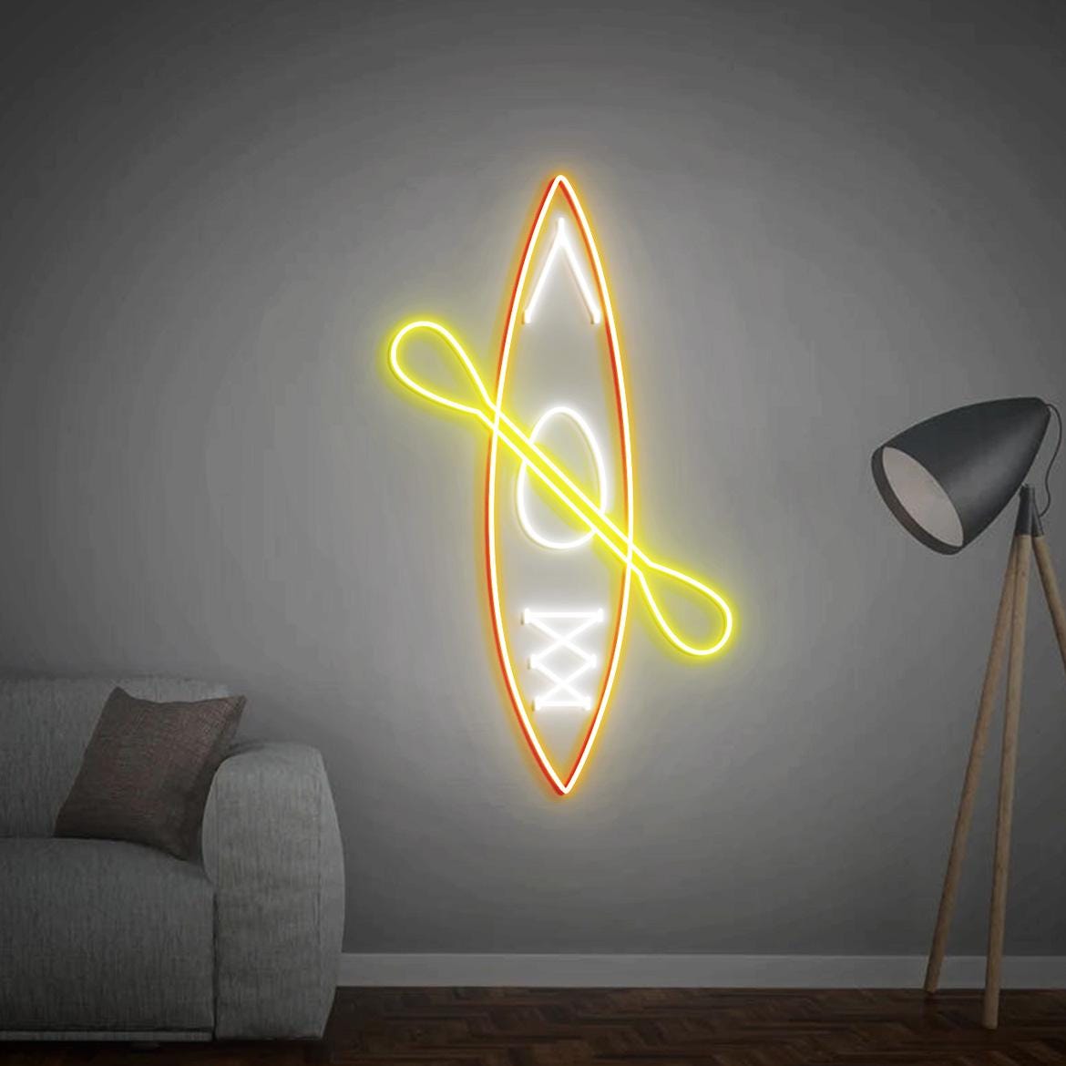 Kayak Neon Sign, Kayak Wall Decor, Kayak with Paddle Sign, Custom Kayak Name Neon Sign, Kayaking Gifts, Kayaking Boat Home Decor