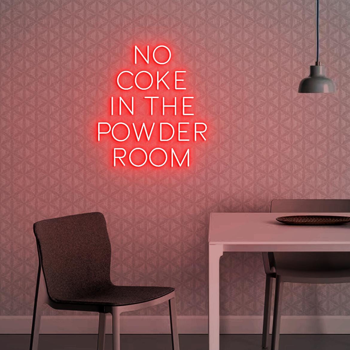 Neon Sign No Coke in the Powder Room, Funny Neon Sign for Bathroom Wall, No Coke Sign for Bar Party, No Coke Sign Powder Room Wall