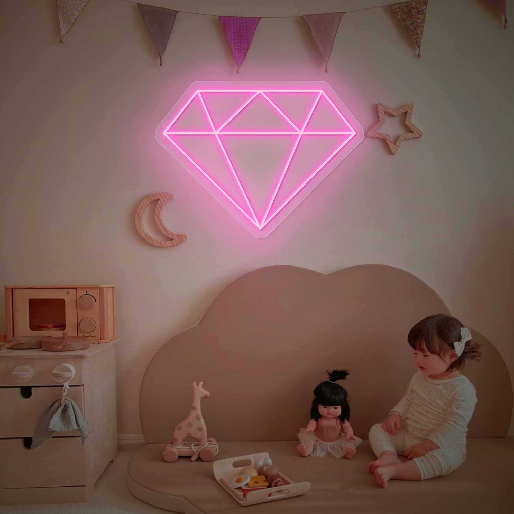 Diamond Art Led Neon Sign for Room decor, Wall decor Gift for her, Store Sign,Wedding Welcome Sign,Engagement Backdrop,Proposal Party Decor