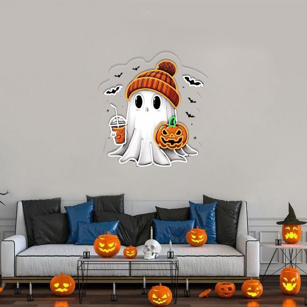 Cute Ghost Neon Sign Gifts, Funny Spooky Neon Sign, Womens Ghost Neon Led, Spooky Season Gifts, Halloween Party Neon Sign, Fall Ghost Neon