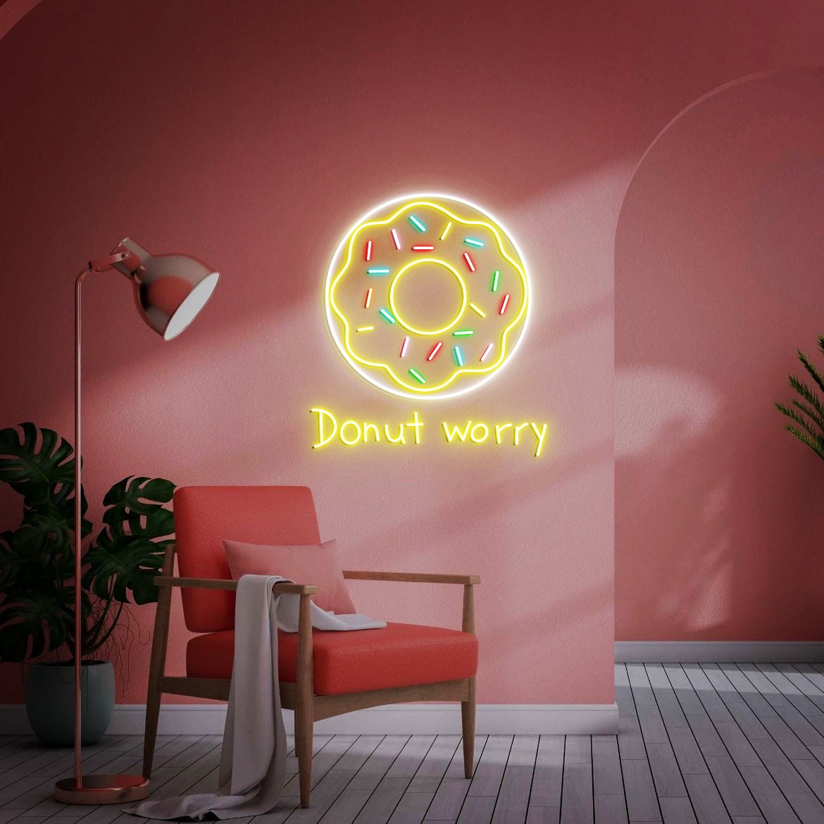 Donut Led Neon Light, Donut Worry, Donut Wall Decor, Donut Shop Decor, Donut Food Wall Art