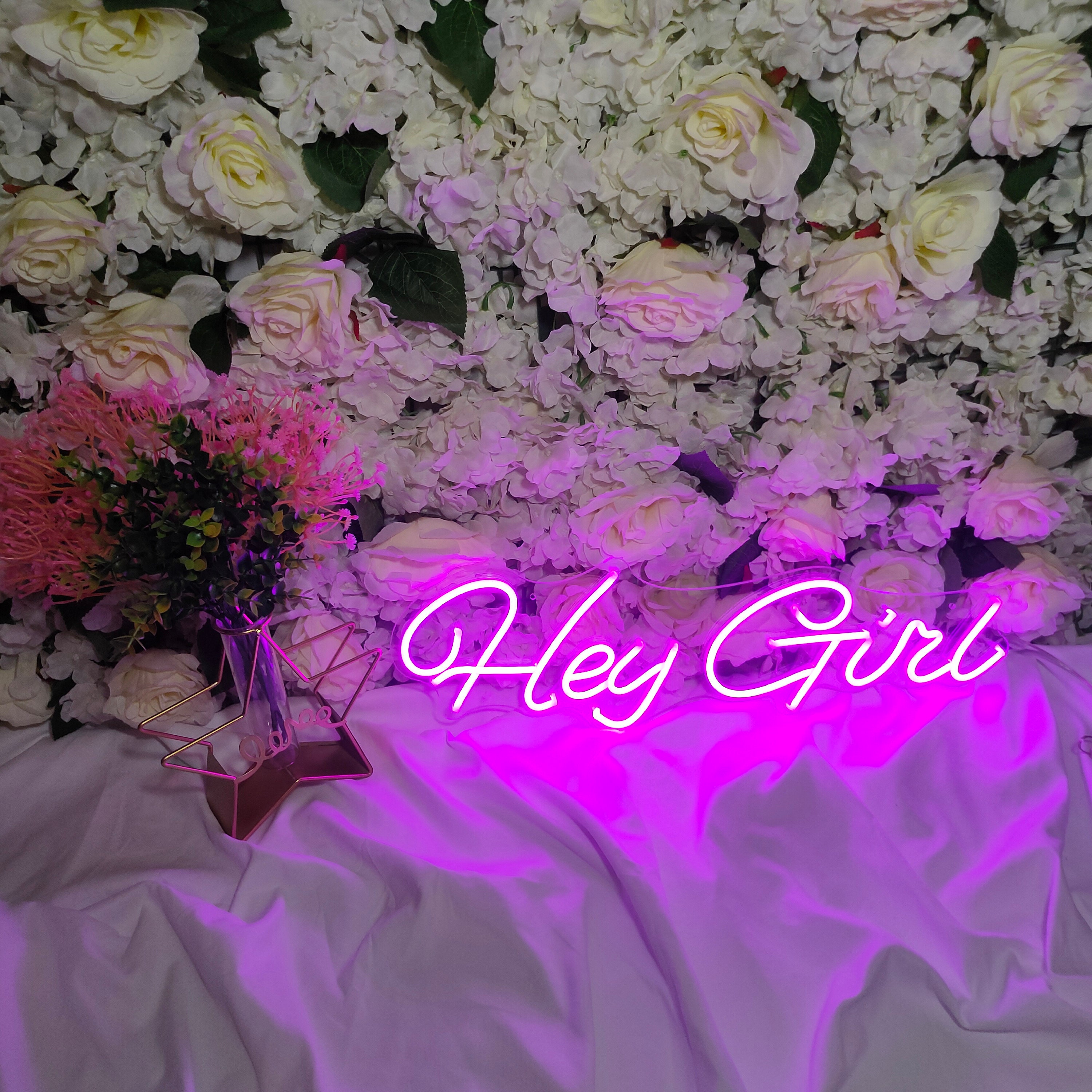 Hey Girl Neon Light Led Name Sign Wedding Decoration Wall Mural For Engagement Party Supplies Acrylic Banner personalized customization Art