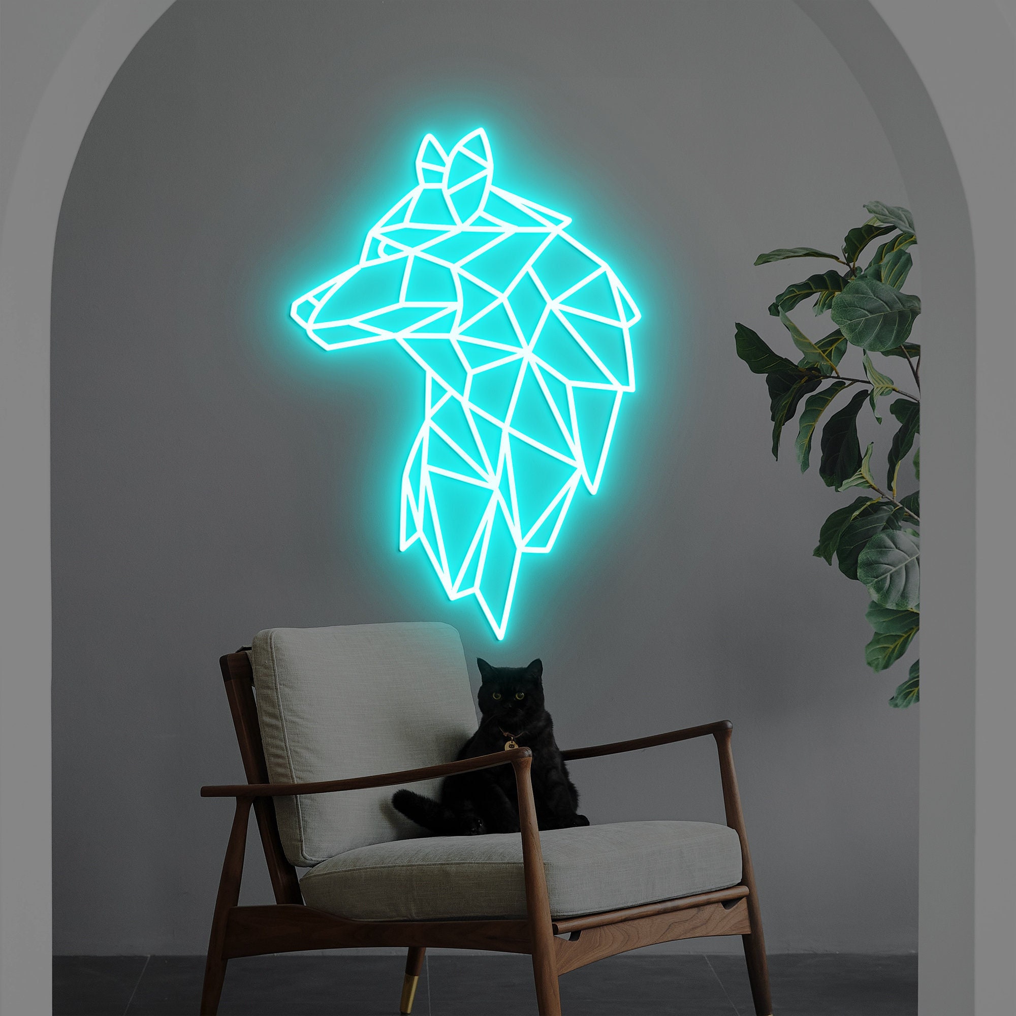 Geometric Wolf Neon Sign, Wolf Head Neon Light, Wolf Wall Decor, Wall Art, Wolf Led Sign, Wolf Figurine