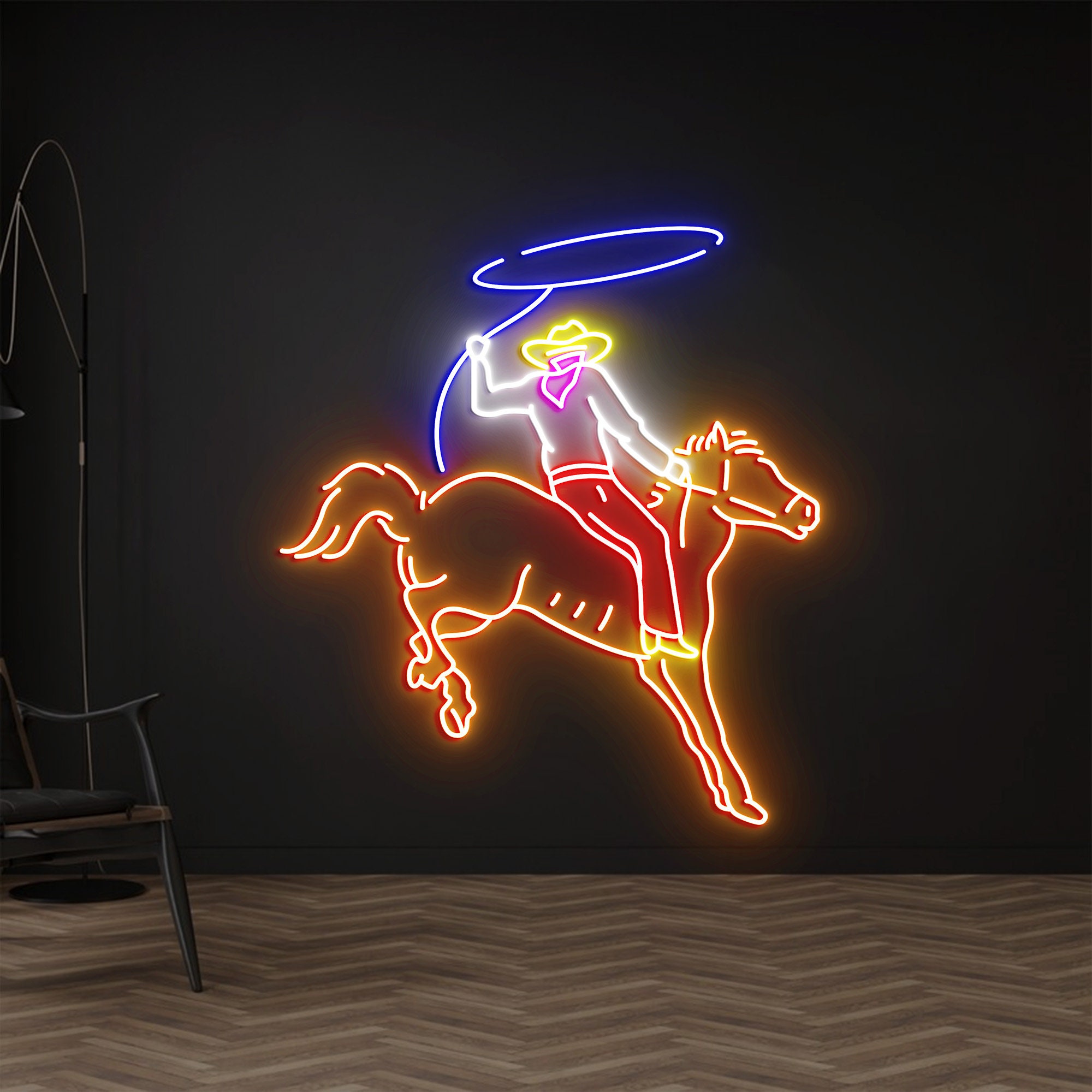 Custom Rodeo Neon Light, Neon Sign Light Decor, Cowboy Rides Horse Neon Light, Bedroom Neon Lights, Horse Led Light, Wall Decoration