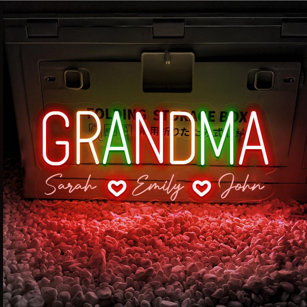 Personalized Grandma Neon Sign with Names, Custom Grandma Neon Sign, Nana Neon Led, Gramma With Children Names Apparel, Mother's Day Gifts
