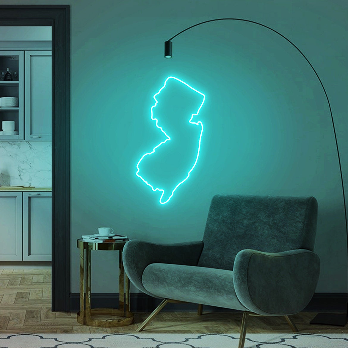 New Jersey State Sign, Neon Sign Farmhouse Home Decor, Custom State Map Sign Gift, New Jersey Wall Art, Home State Decor, Moving Gift