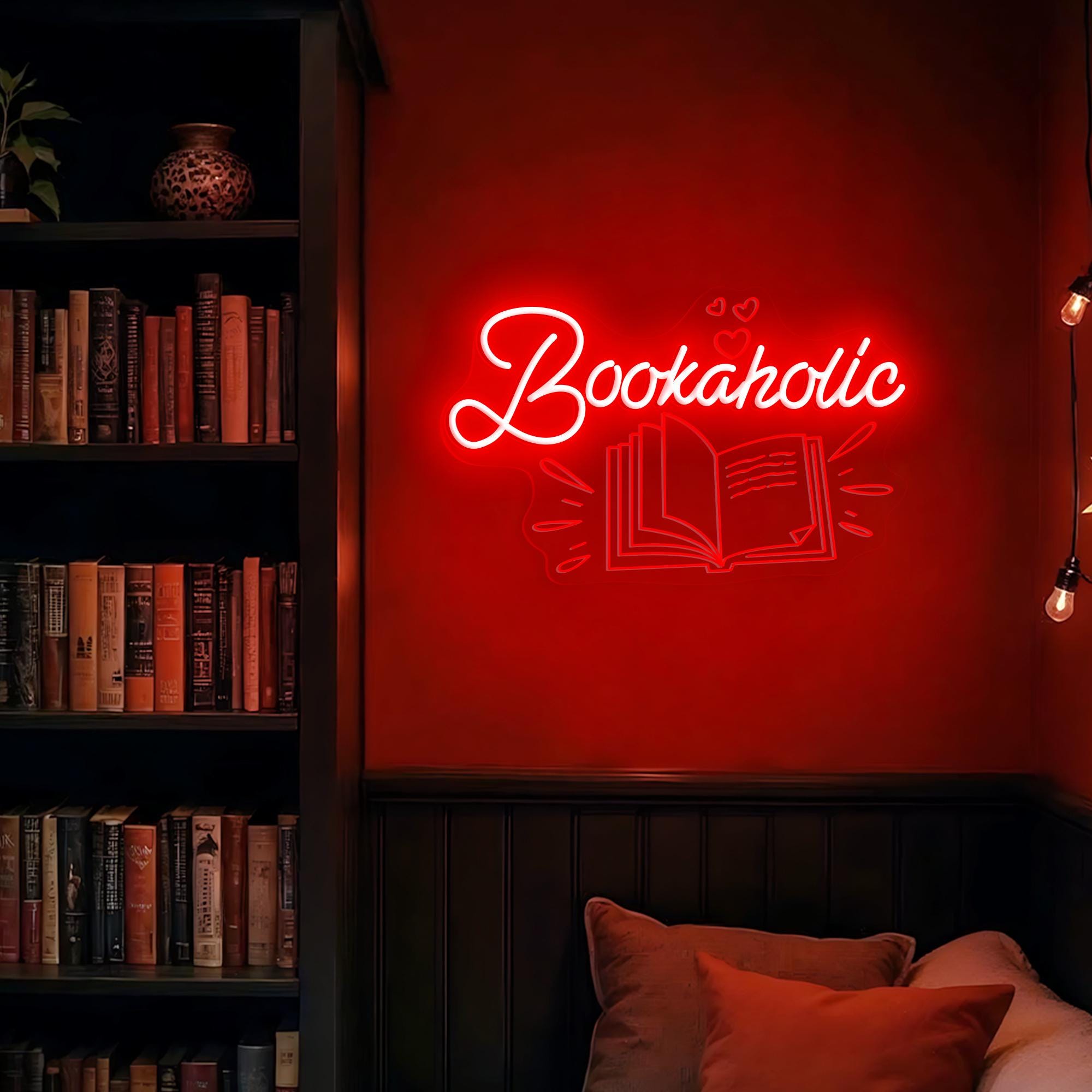 Bookaholic Neon Sign Books Neon Signs Reading Neon Light Librarian Neon Sign Book Sign Book Lover Neon Sign Librarian Gift Teacher Neon Sign