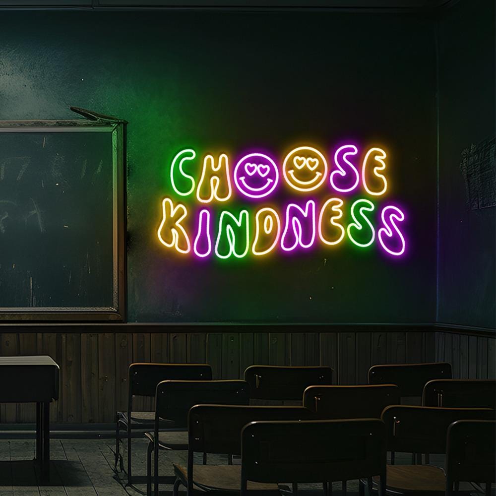 Choose Kindness Neon Sign, Cute Teacher Neon Sign, Teacher Smiley Face Neon Sign, Positive Affirmation Neon Sign, Group Teacher Neon Gifts