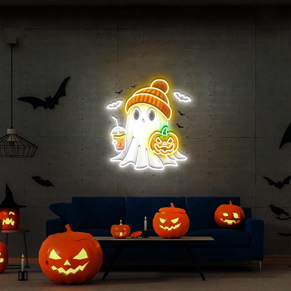 Cute Ghost Neon Sign Gifts, Funny Spooky Neon Sign, Womens Ghost Neon Led, Spooky Season Gifts, Halloween Party Neon Sign, Fall Ghost Neon