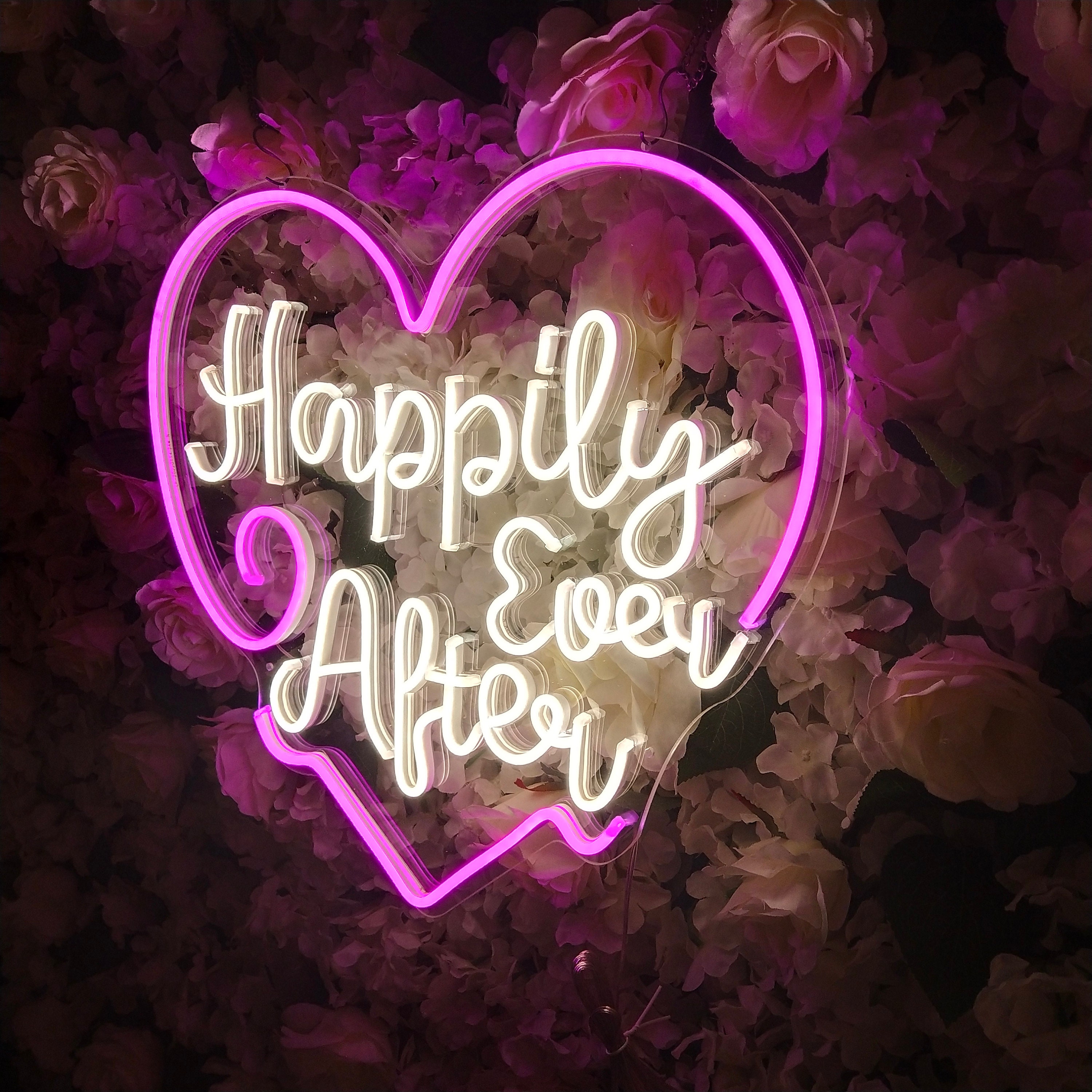 Happily Ever After Neon Sign Custom Neon Wedding Sign Led Neon Sign Name Neon Sign Art Engaged Neon Sign Bedroom Wall Decor