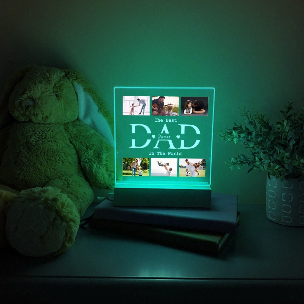 Personalized Dad Photo Gifts, Gift for Dad, Best Dad Ever, Fathers Day Gifts, Personalized Gifts, Bedroom Night Light, Dad Personalized Gift