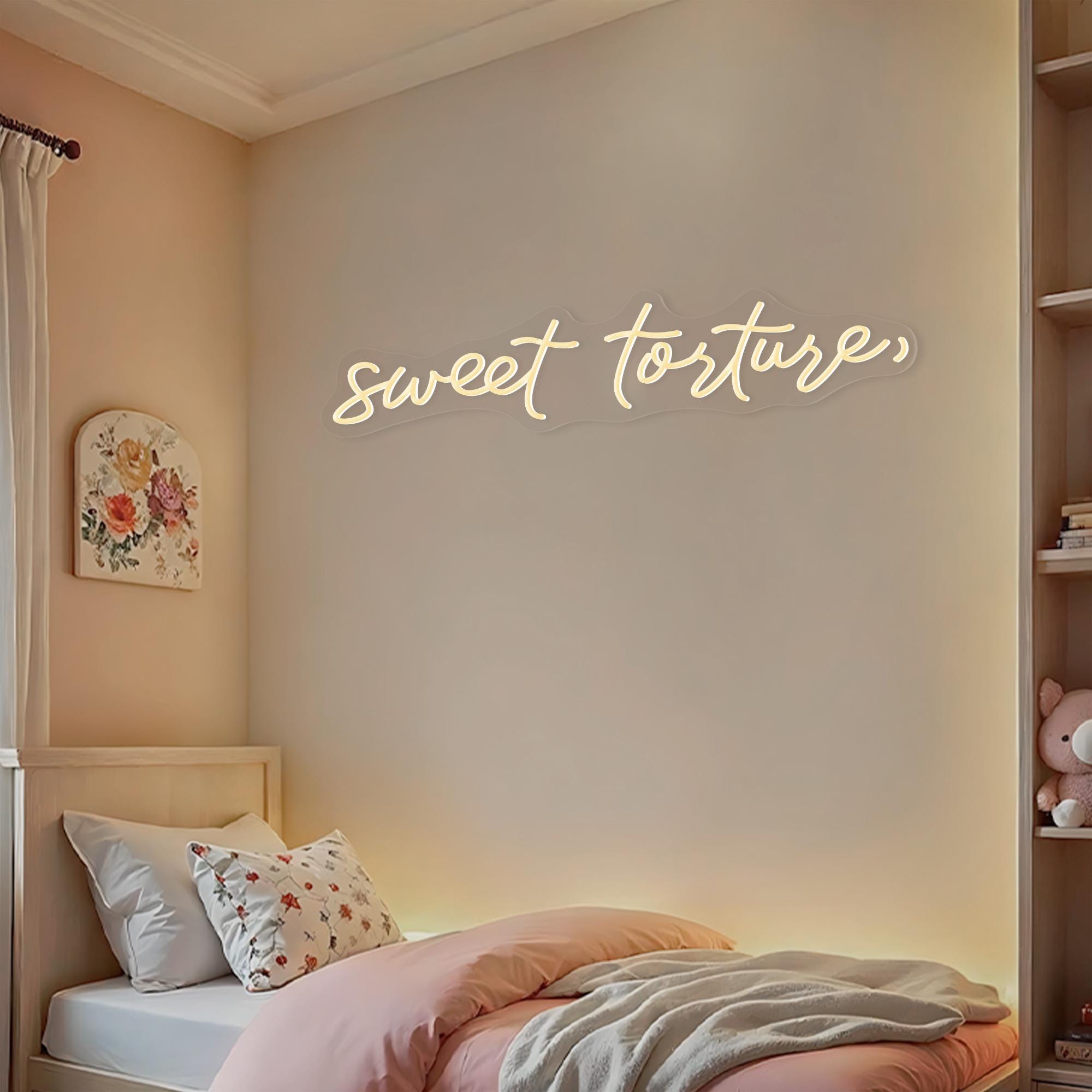 Sweet Torture Neon Sign: Custom LED Neon Sign for Romantic Room Wall Home Decor, Handmade Valentines Neon Light Gift for Her/Him