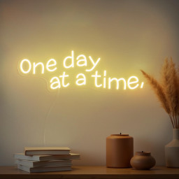One Day at a Time Neon Sign Custom Motivational Text LED Light Wall Decor for Bedroom Office Sign Selfcare Gift, Modern Apartment Decor