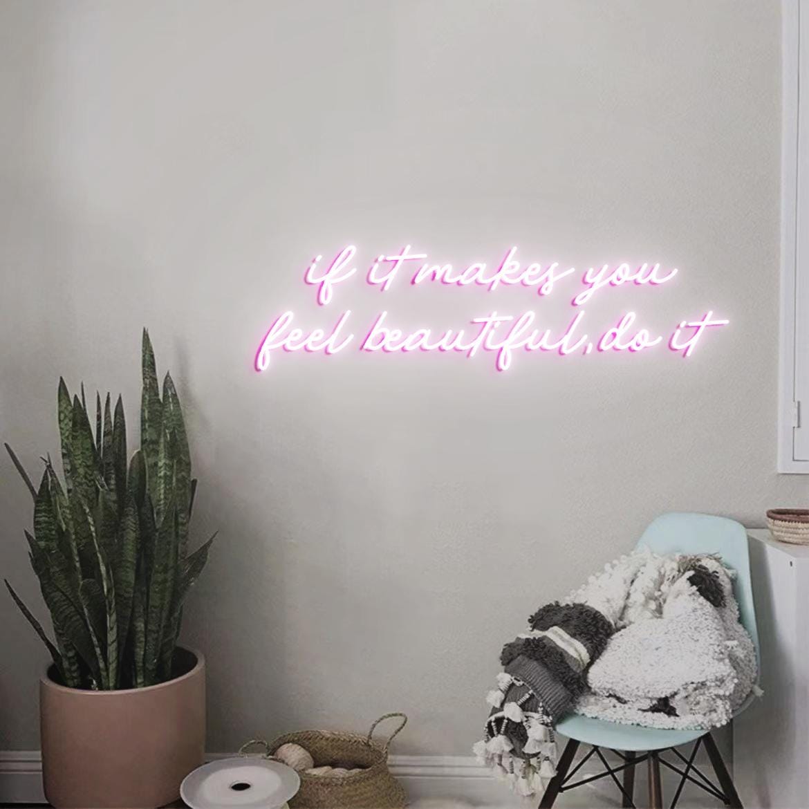 Neon Sign If it Makes you Feel Beautiful Do it, Glam Beauty Salon Wall Art, Modern Salon Wall Decor Idea, Salon Vibes Decor Neon Light