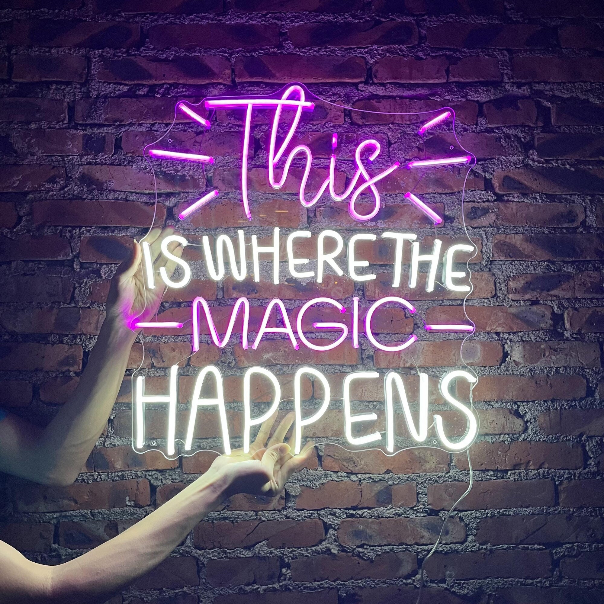 Neon Sign This is where the Magic Happens | Neon Sign Custom | Custom Neon Light | Neon Sign Art | Neon Sign Wall Decor | Neon Sign Bar