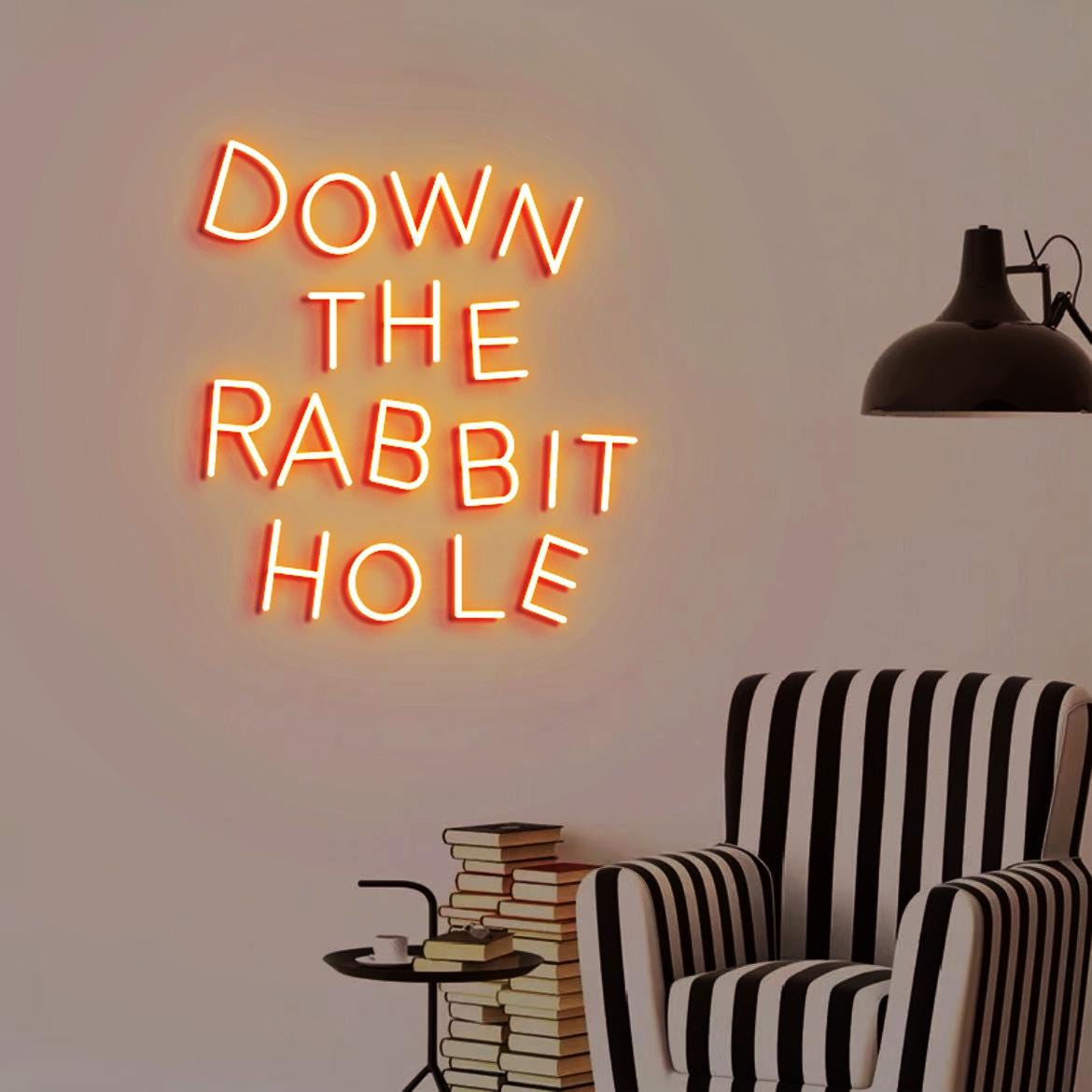 Down the Rabbit Hole Neon Light, Wonderland Themed Party Backdrop, Rabbit Hole Sign, Wonderland Sign Backdrop Decor
