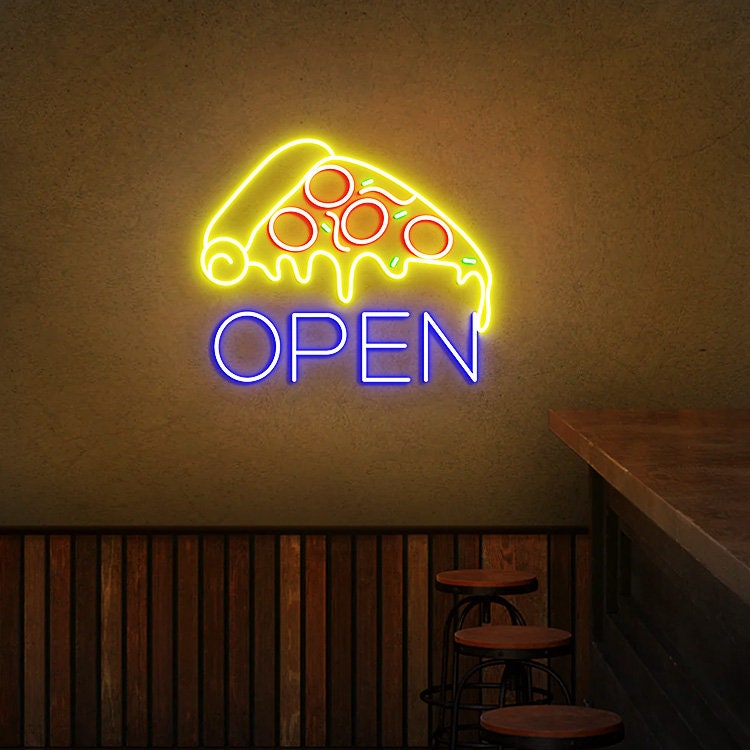 Pizza Open Neon Sign, Pizza Shop Sign, Pizza Shop Window Open Sign, Custom Open Business Sign, Restaurant Open Led Light, Pizza Wall Sign