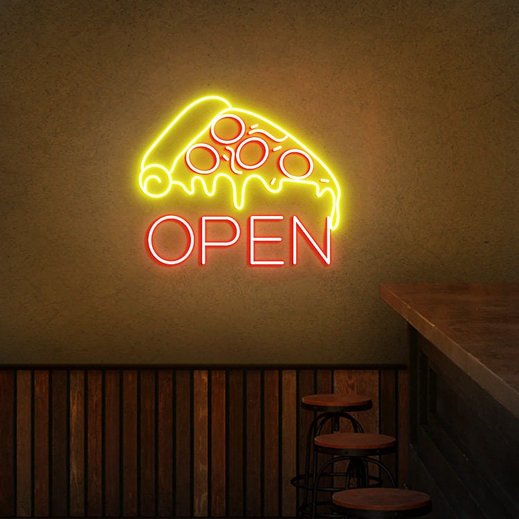Pizza Open Neon Sign, Pizza Shop Sign, Pizza Shop Window Open Sign, Custom Open Business Sign, Restaurant Open Led Light, Pizza Wall Sign