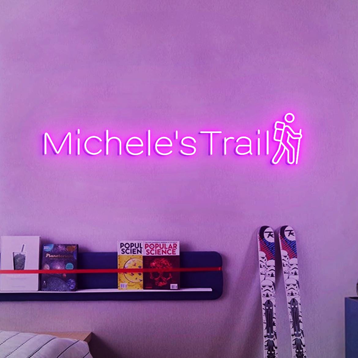 Customized Trail Neon Sign, Personalized Hiking Trail Sign, Trail Sign for Hiking lover, National Park Wall Decoration Hiking Sign