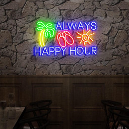 Always Happy Hour Neon Sign Happy Hour Sign, Outdoor Bar Decor, Garage Bar Led Neon Light, Man Cave Ideas, Christmas Gift for Husband