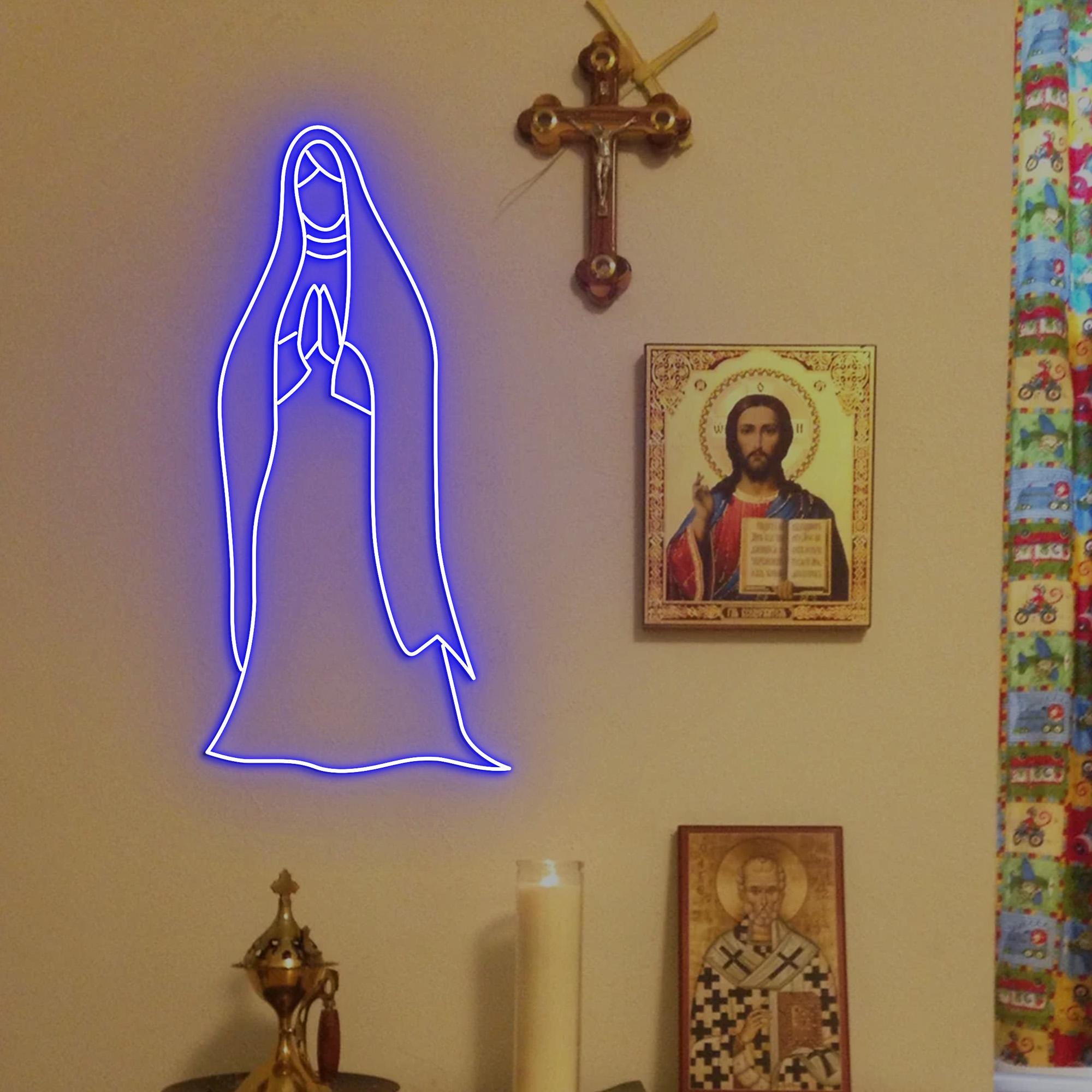 Virgin Mary Neon Light, Madonna Neon Sign Light Decor, Virgin Neon Sign, Ecclesia Neon Light, Religious Faith Neon Sign, Ecclesia Wall Decor