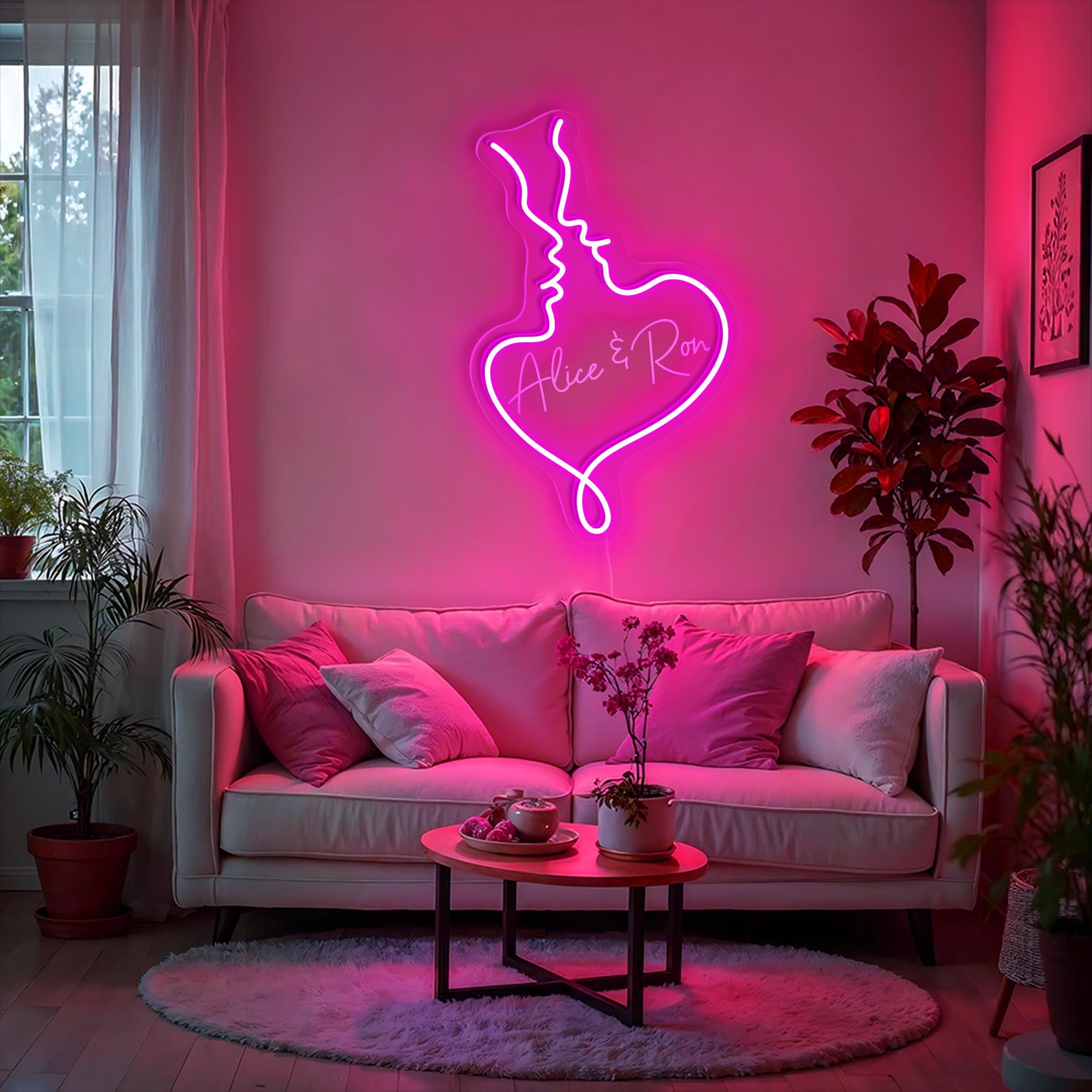 Custom Valentine Couple Names Neon Sign Valentines Decor Home Bedroom Wall Decor Wedding Party Decor Personalized Gifts Neon Light Up Sign
