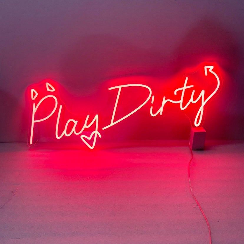 Play Dirty Neon Sign Custom Neon Sign Bedroom Wall Decor, Play Dirty Sign Wall Art, Red Neon Sign