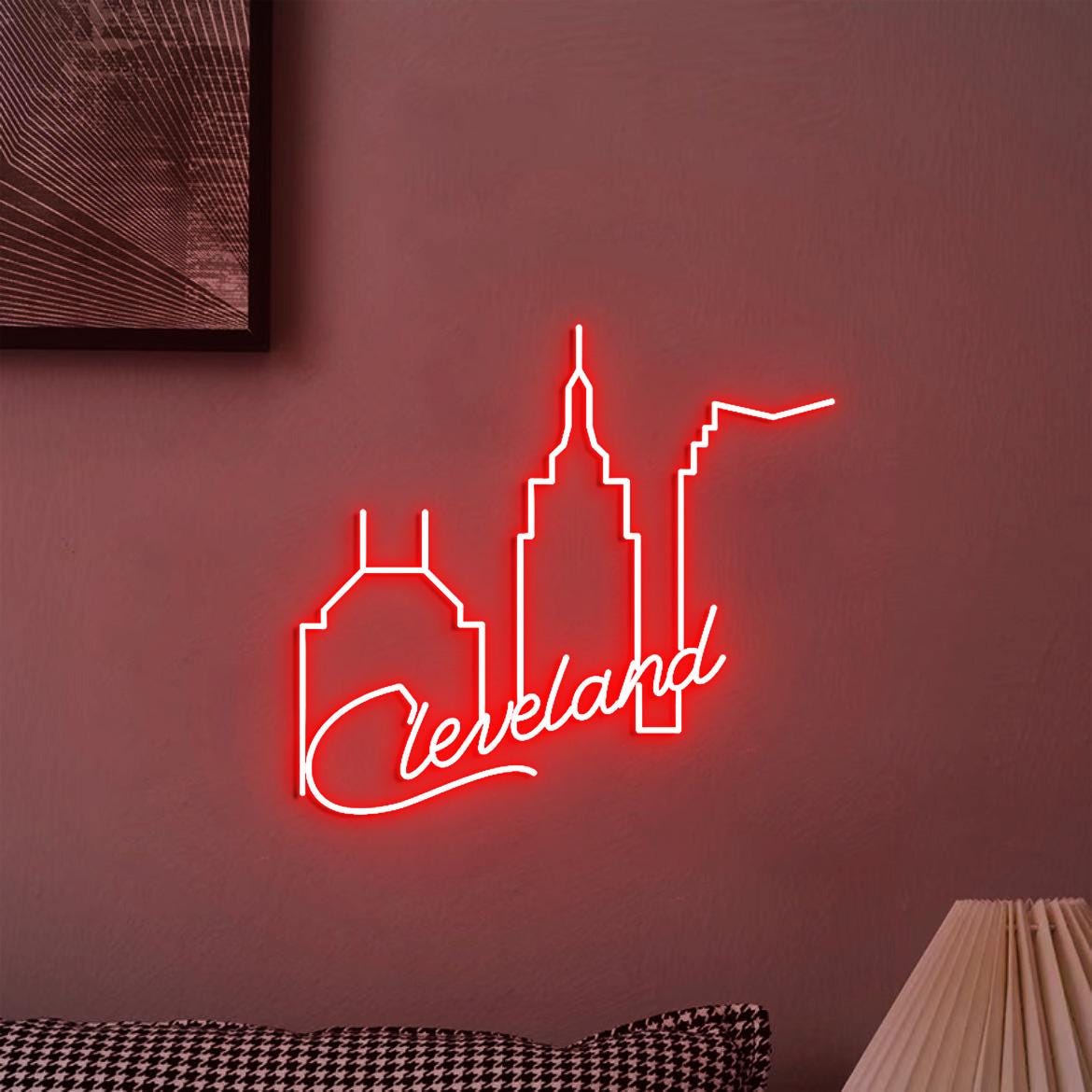 Cleveland Skyline Neon Sign, Cleveland Home Decoration, Cleveland City Wall Art, Cleveland Wall Office Decoration, Cleveland Loves Gifts