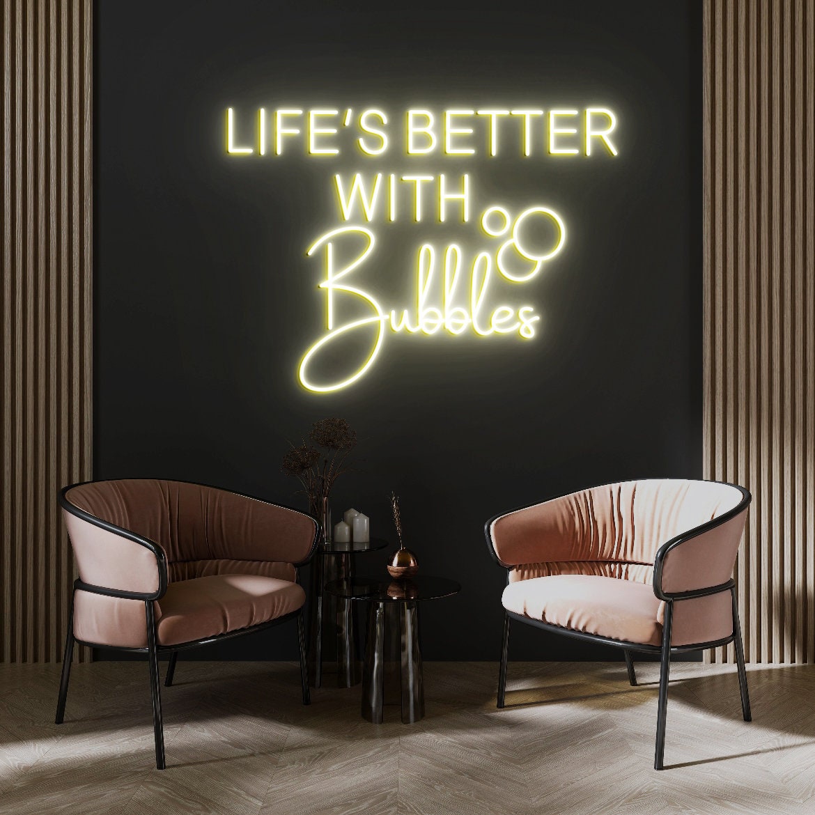 Life is better with Bubbles, Led Neon Sign, Bubbles Neon Sign, Champagne Wall Decor
