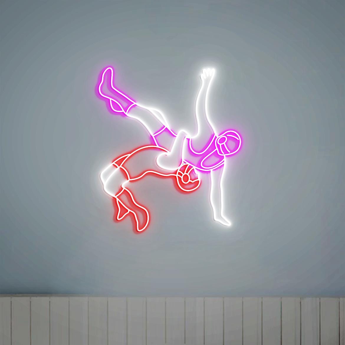 Wrestling Neon Light Sign, Custom Wrestling Sign, Personalized Gifts for Wrestler, Wrestling Christmas Gifts, Wrestling Sports Room Decor