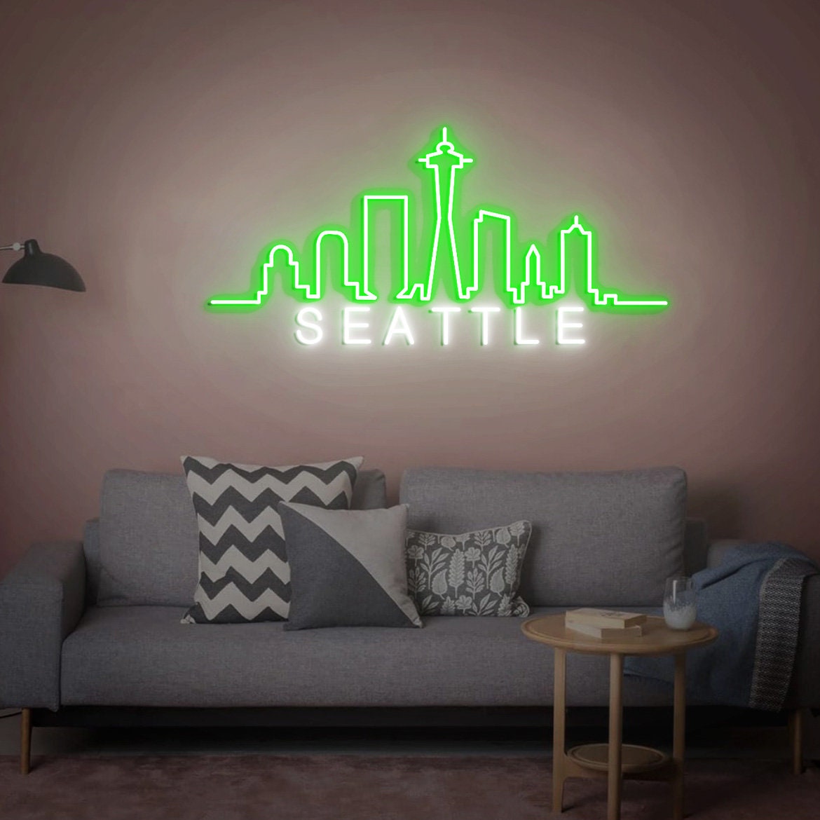 Seattle Skyline Neon Sign, Seattle Skyline Arty, US City Art, Custom City Skyline Neon Light, Seattle Art, Personalized Living Room Decor