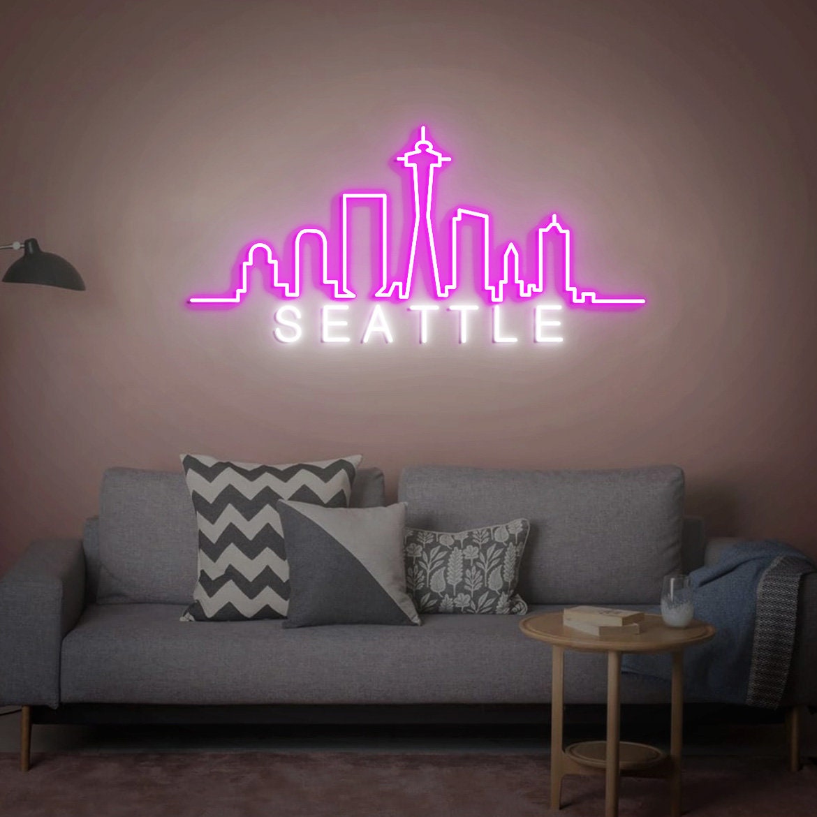Seattle Skyline Neon Sign, Seattle Skyline Arty, US City Art, Custom City Skyline Neon Light, Seattle Art, Personalized Living Room Decor