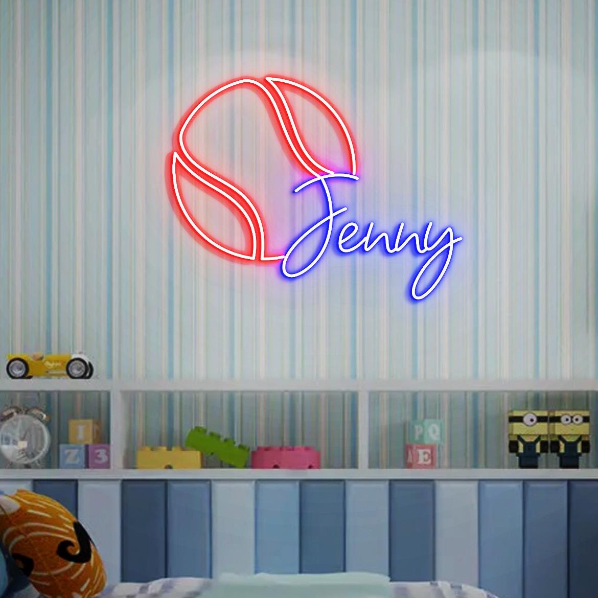Custom Tennis Ball with Name Neon Sign, Personalized Tennis Gift for Kids, Custom Tennis Ball Room Decor, Custom Tennis Player Name Sign