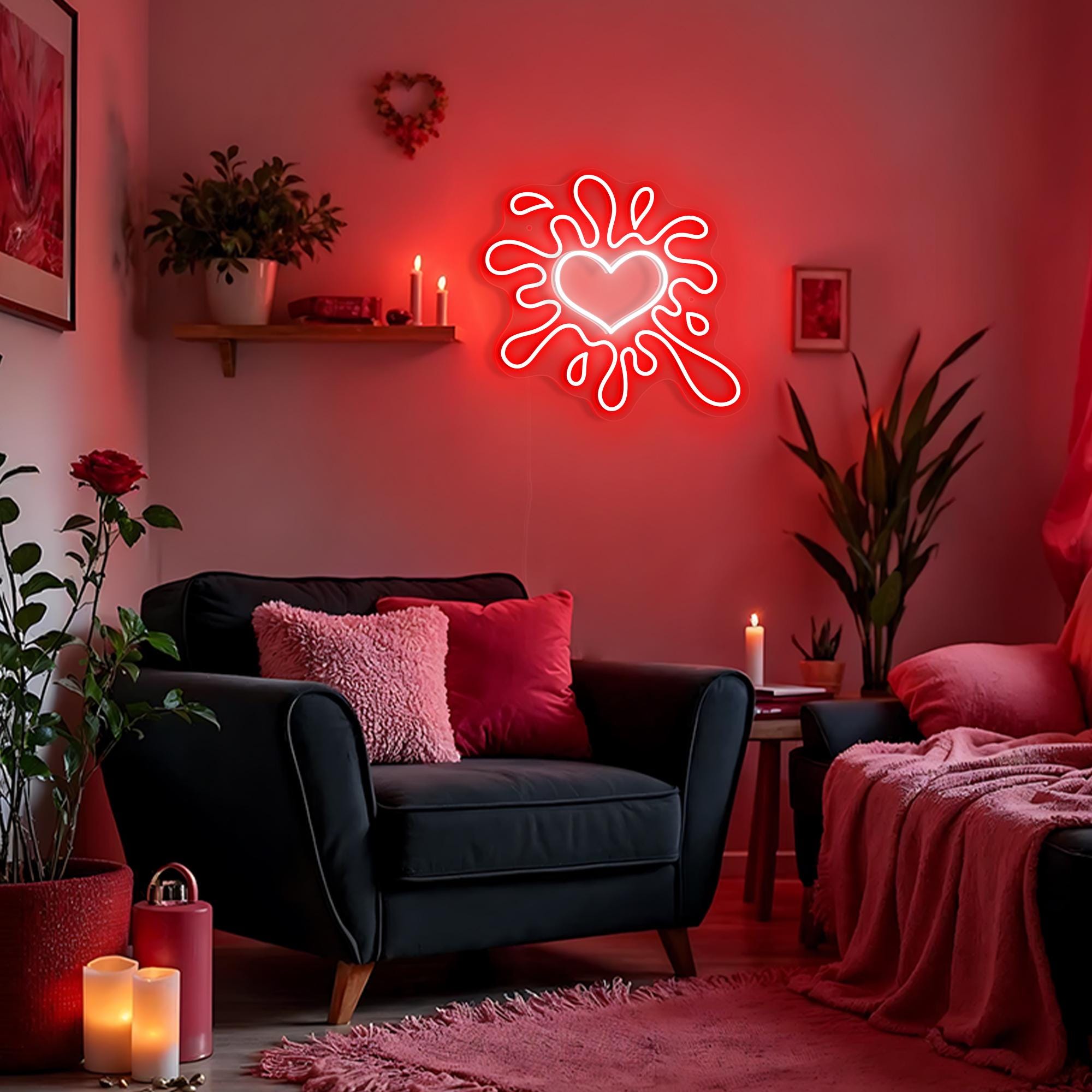 Valentine Heart Neon Sign Valentines Day Gift for Her Valentine Decor Valentine Gifts Romantic Home Decor Couples Gift for Him Wall Art