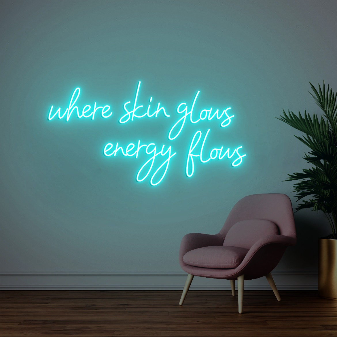 Where Skin Glows Energy Flows Neon Sign, Spa Wall Decor, Esthetician Decor, Beauty Salon Sign, SkinCare Facial Room Wall Decor